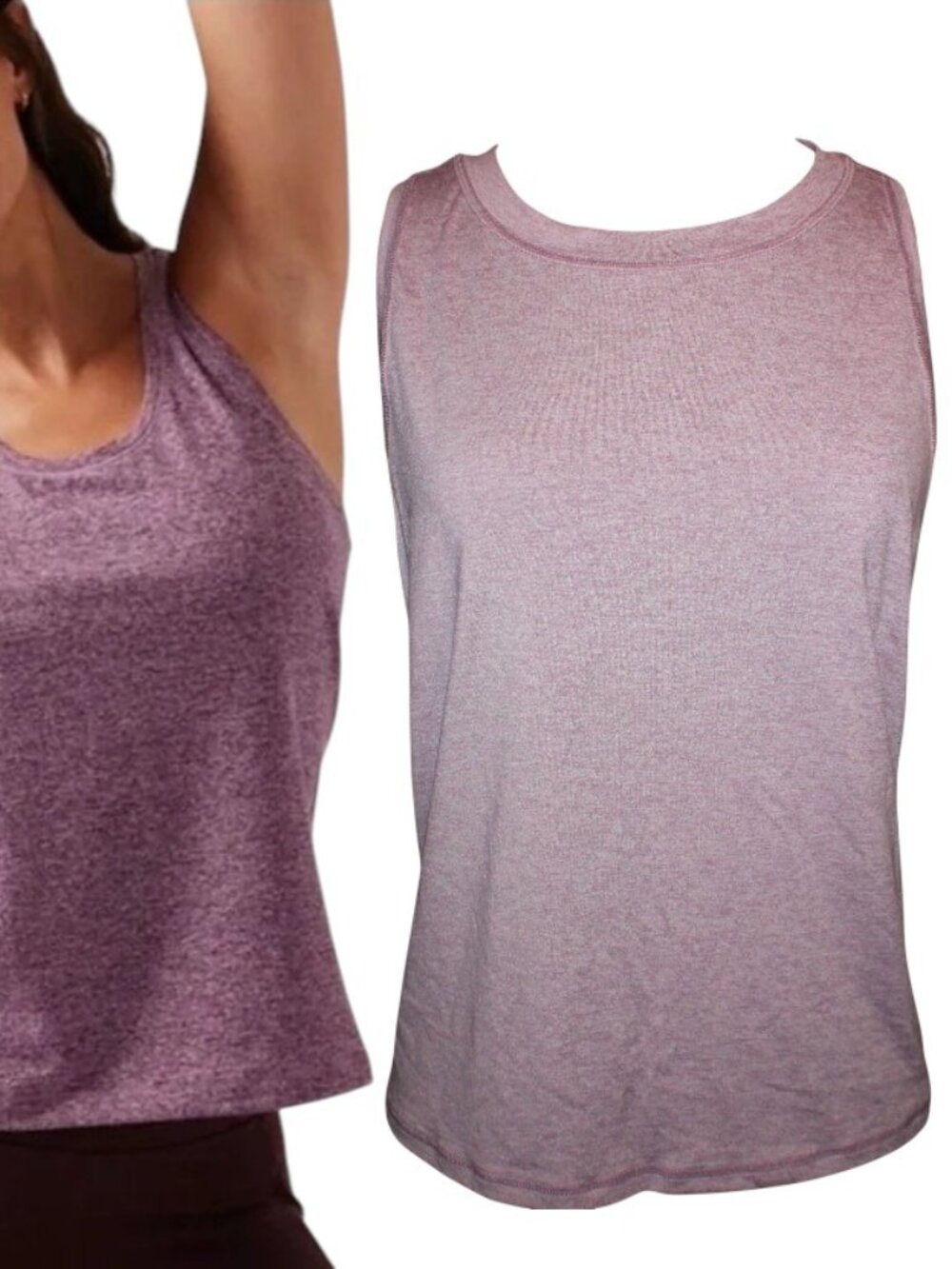 NWT Athleta Uptempo Crew Neck Muscle Tank Top 1X Vapor Fuoco Pink Heather Mauve